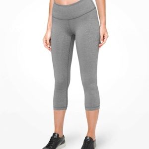 LULULEMON Wunder Under Luon Crop III Grey Leggings